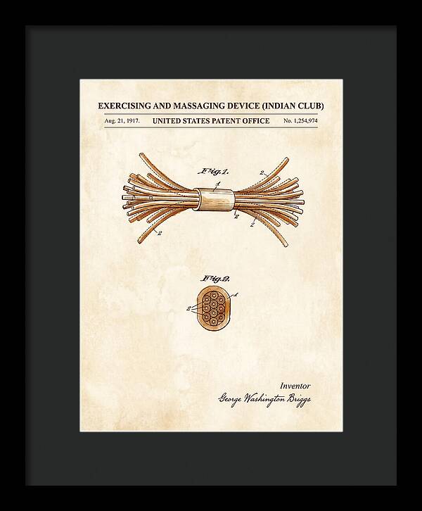 Exercising And Massaging Device Indian Club Watercolor Patent Us1254974a