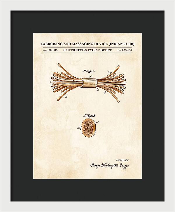 Exercising And Massaging Device Indian Club Watercolor Patent Us1254974a