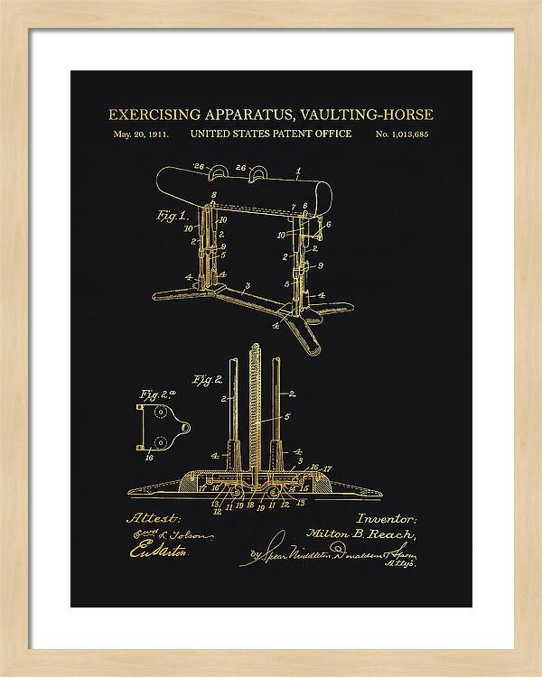Exercising Apparatus, Vaulting Horse Gold Patent Us1013685a