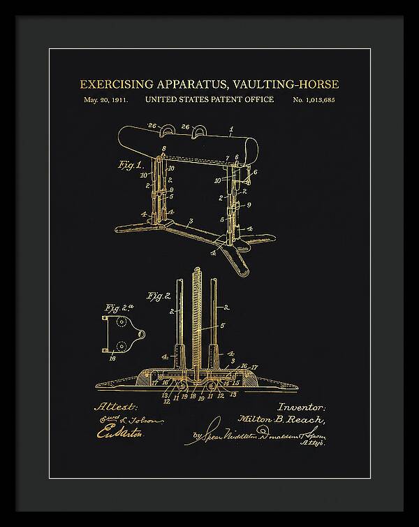 Exercising Apparatus, Vaulting Horse Gold Patent Us1013685a