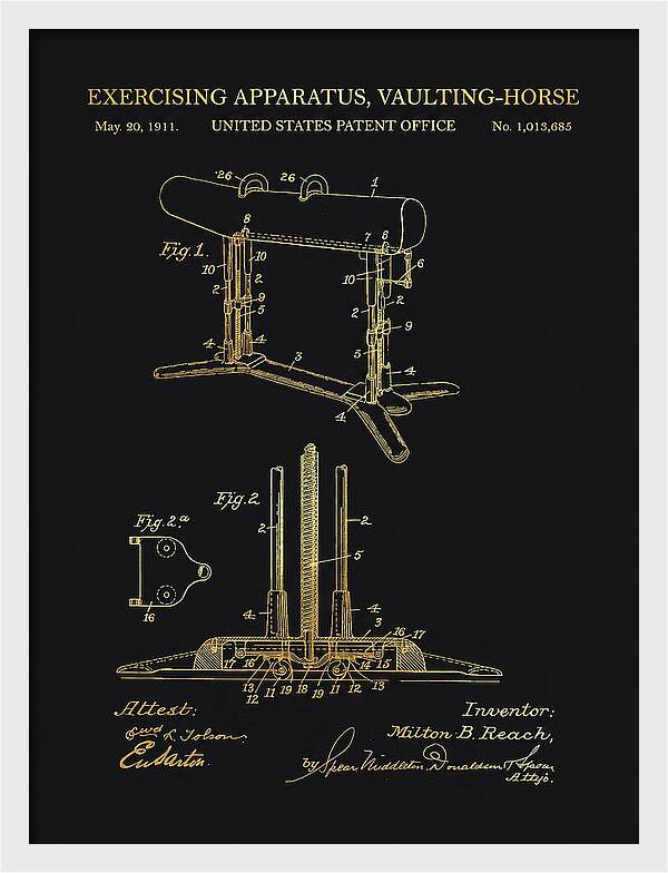 Exercising Apparatus, Vaulting Horse Gold Patent Us1013685a