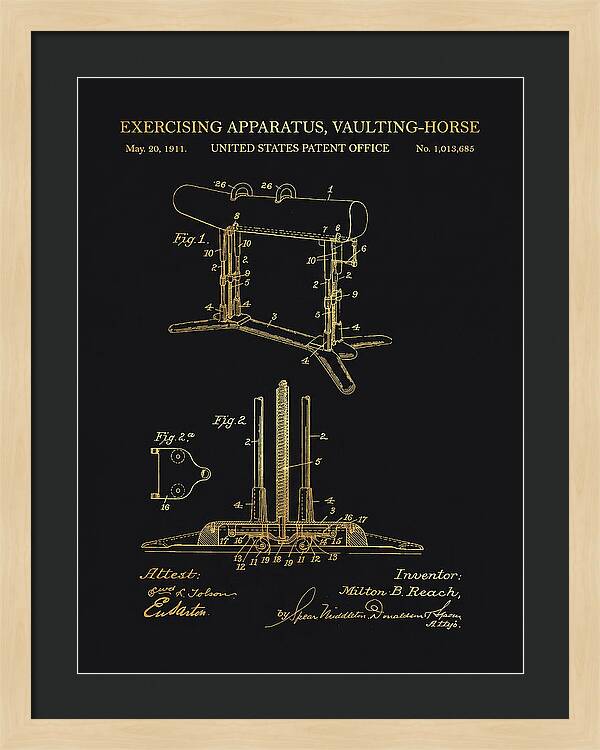 Exercising Apparatus, Vaulting Horse Gold Patent Us1013685a