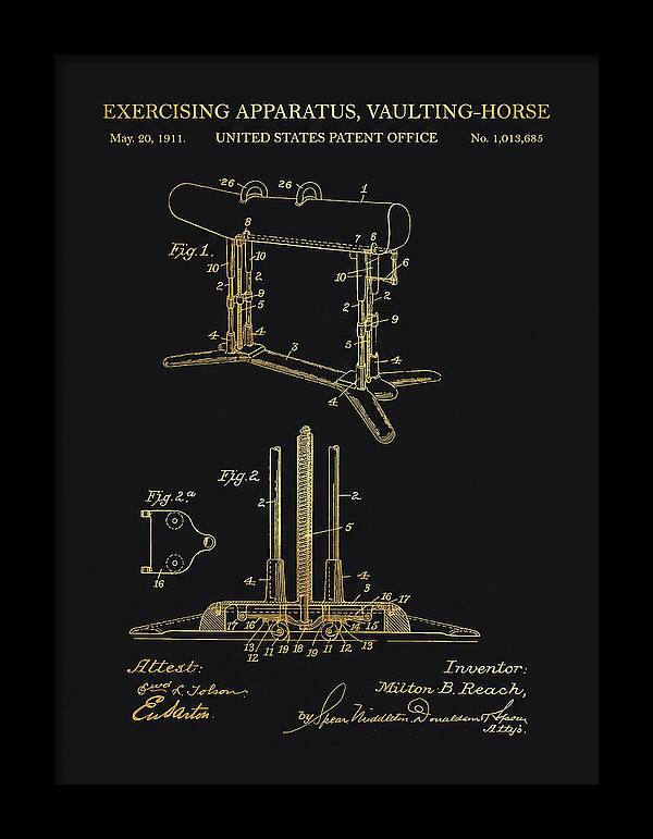 Exercising Apparatus, Vaulting Horse Gold Patent Us1013685a