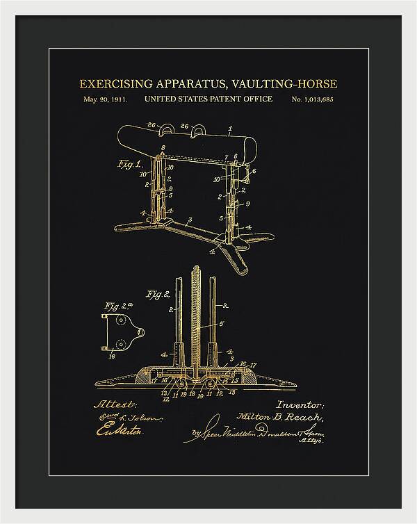 Exercising Apparatus, Vaulting Horse Gold Patent Us1013685a