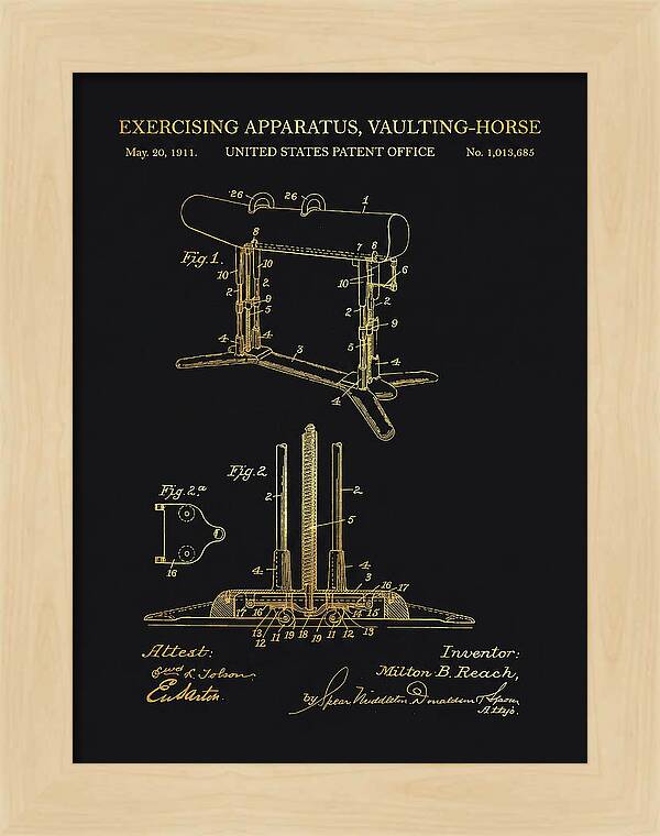 Exercising Apparatus, Vaulting Horse Gold Patent Us1013685a