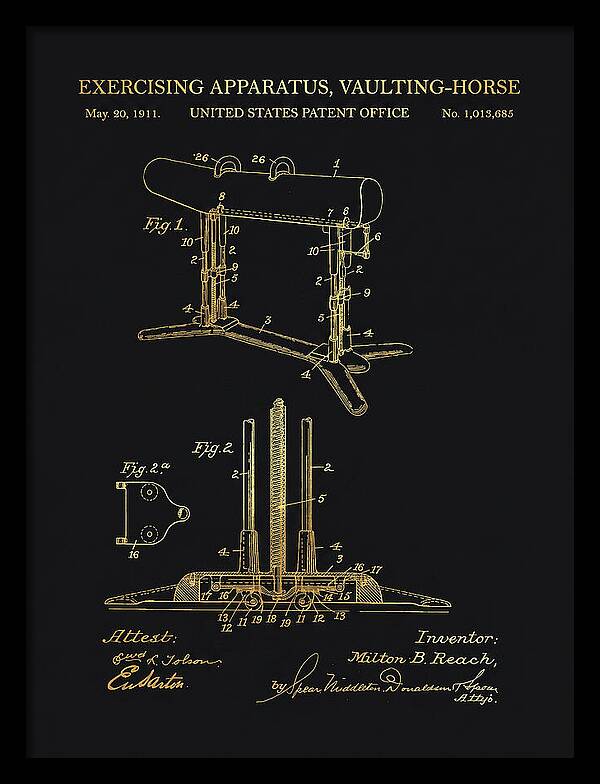 Exercising Apparatus, Vaulting Horse Gold Patent Us1013685a