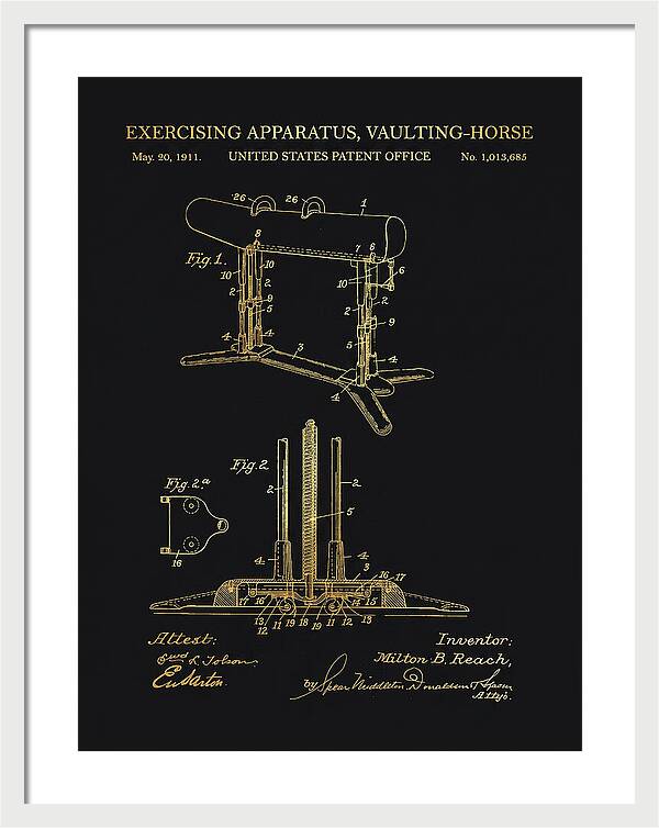 Exercising Apparatus, Vaulting Horse Gold Patent Us1013685a