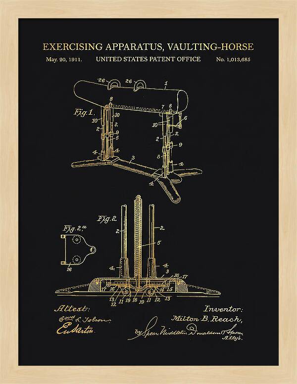 Exercising Apparatus, Vaulting Horse Gold Patent Us1013685a