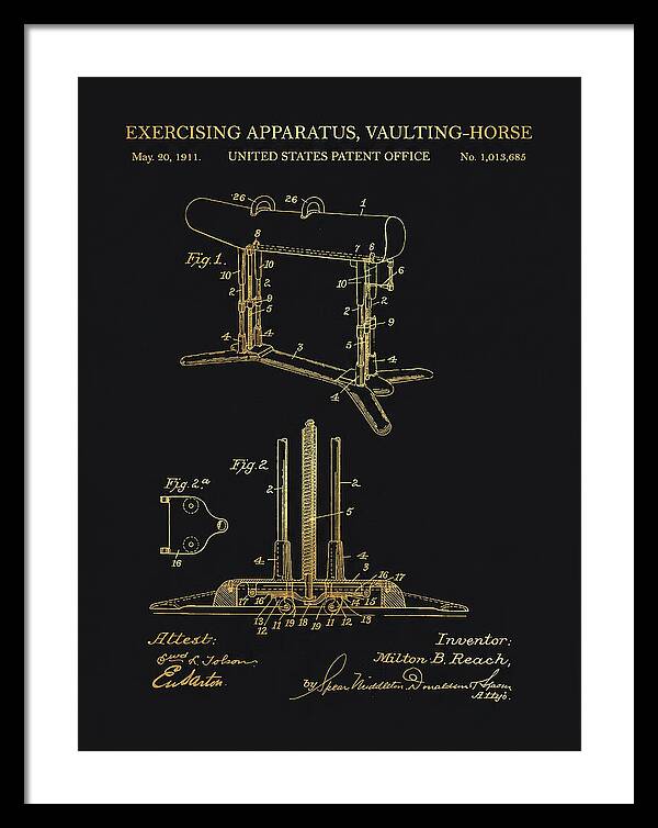 Exercising Apparatus, Vaulting Horse Gold Patent Us1013685a