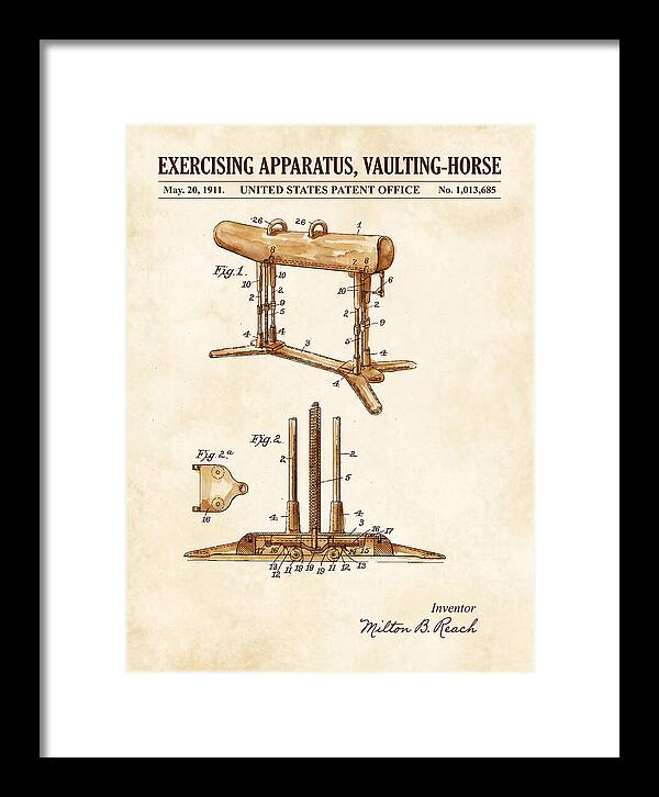 Exercising Apparatus, Vaulting Horse Watercolor Patent Us1013685a