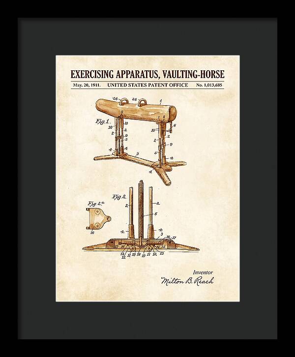 Exercising Apparatus, Vaulting Horse Watercolor Patent Us1013685a