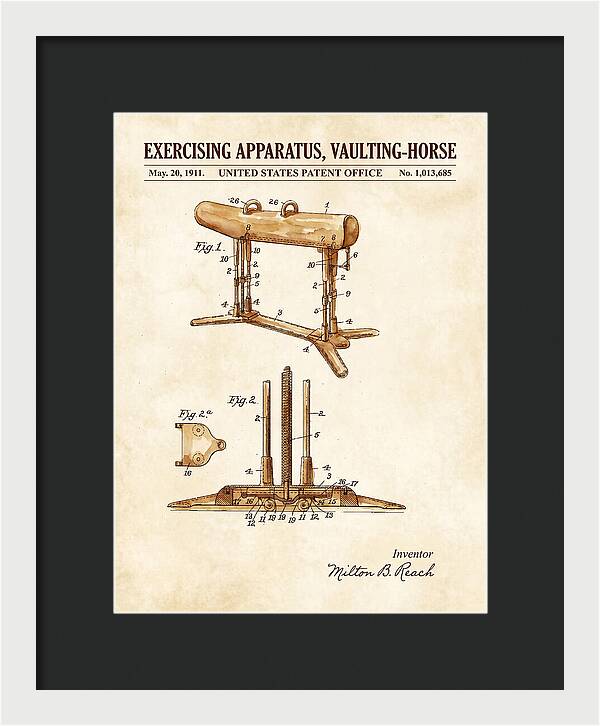 Exercising Apparatus, Vaulting Horse Watercolor Patent Us1013685a