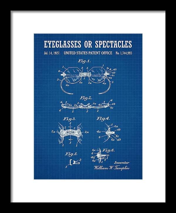 Eyeglasses Or Spectacles Blueprint Patent Us1744993a
