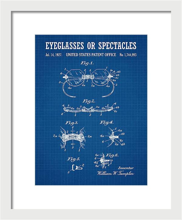 Eyeglasses Or Spectacles Blueprint Patent Us1744993a