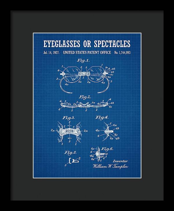Eyeglasses Or Spectacles Blueprint Patent Us1744993a