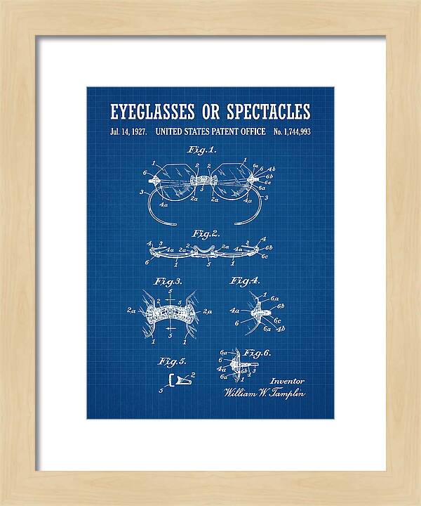 Eyeglasses Or Spectacles Blueprint Patent Us1744993a