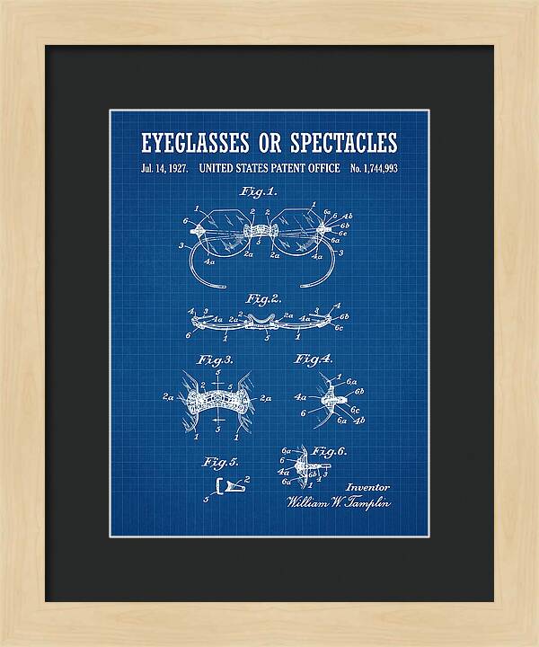 Eyeglasses Or Spectacles Blueprint Patent Us1744993a