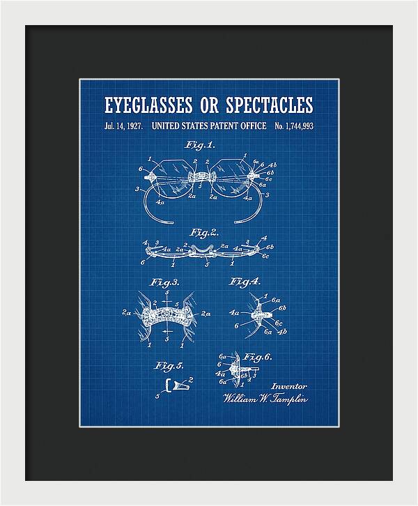Eyeglasses Or Spectacles Blueprint Patent Us1744993a