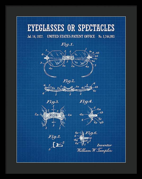 Eyeglasses Or Spectacles Blueprint Patent Us1744993a