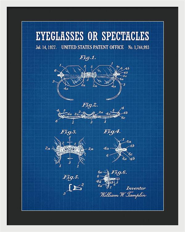 Eyeglasses Or Spectacles Blueprint Patent Us1744993a