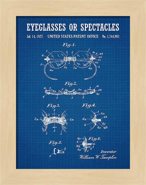 Eyeglasses Or Spectacles Blueprint Patent Us1744993a
