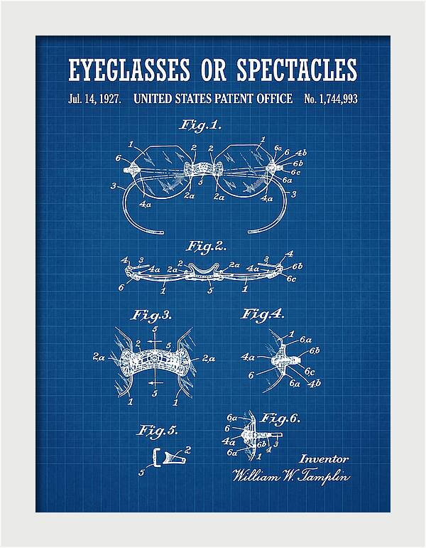 Eyeglasses Or Spectacles Blueprint Patent Us1744993a
