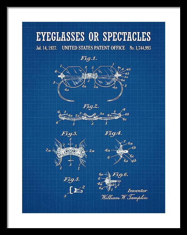 Eyeglasses Or Spectacles Blueprint Patent Us1744993a
