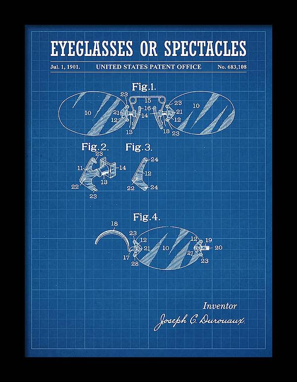 Eyeglasses Or Spectacles Blueprint Patent Us683108a