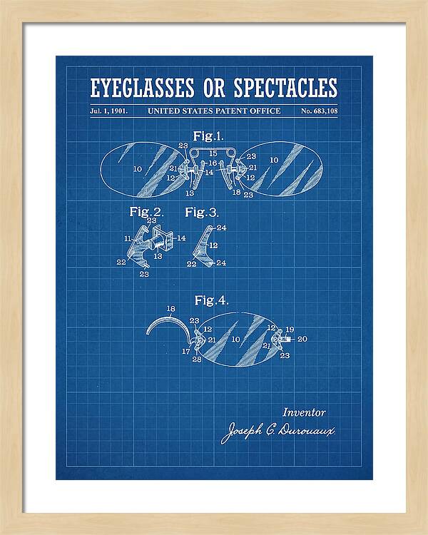 Eyeglasses Or Spectacles Blueprint Patent Us683108a