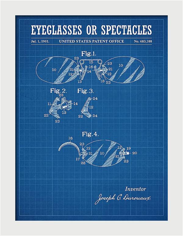 Eyeglasses Or Spectacles Blueprint Patent Us683108a