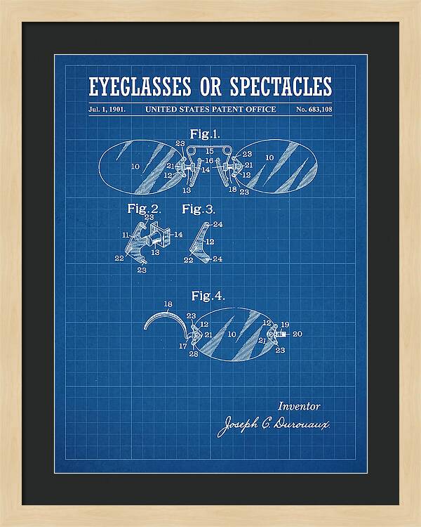 Eyeglasses Or Spectacles Blueprint Patent Us683108a