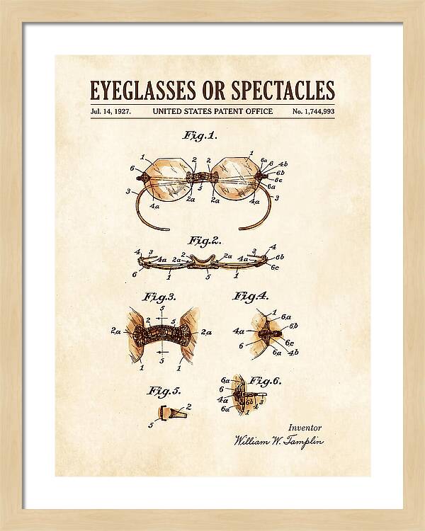 Eyeglasses Or Spectacles Watercolor Patent Us1744993a