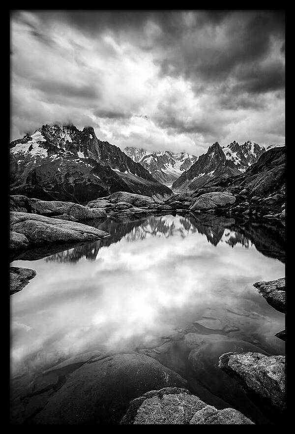 Fairy Pools Reflection In Black And White
