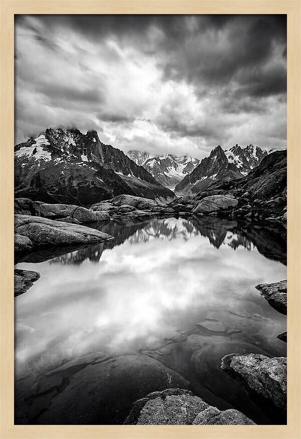 Fairy Pools Reflection In Black And White