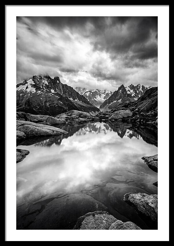 Fairy Pools Reflection In Black And White