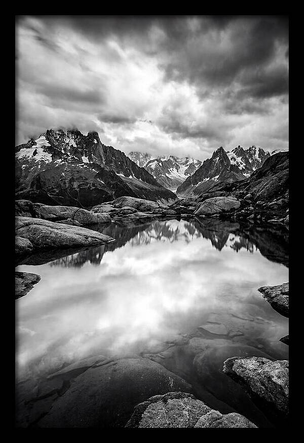 Fairy Pools Reflection In Black And White