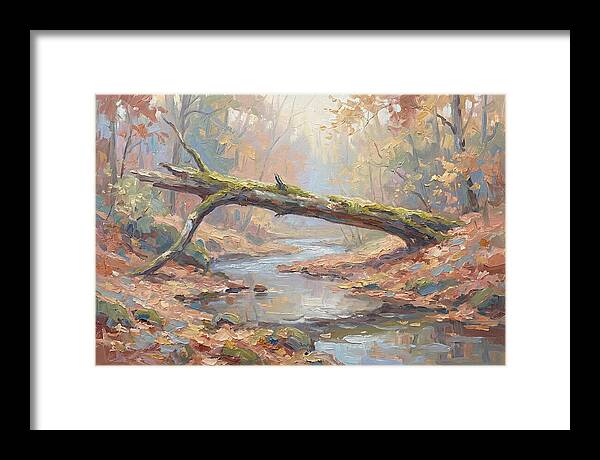 Fallen Log Bridge Over Stream