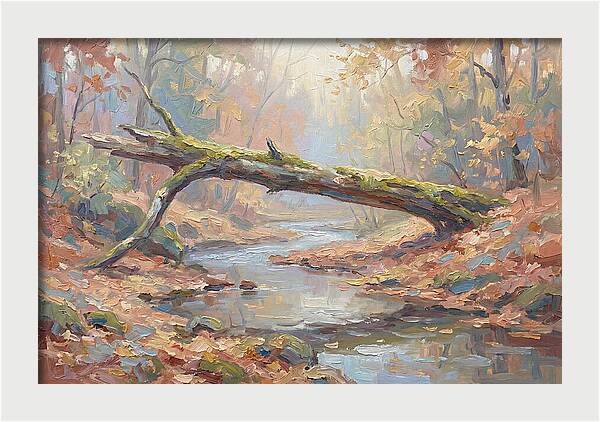 Fallen Log Bridge Over Stream