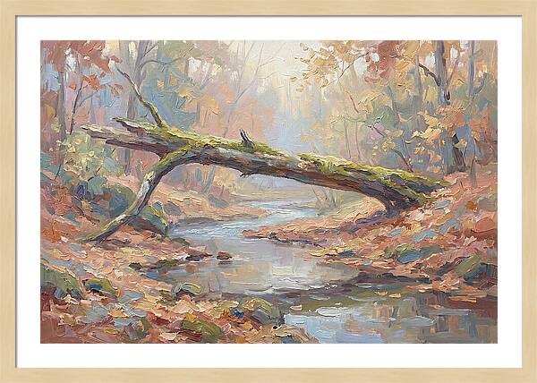 Fallen Log Bridge Over Stream