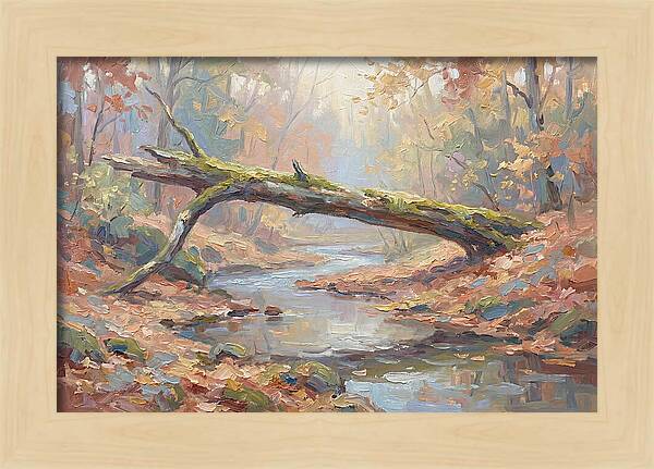 Fallen Log Bridge Over Stream