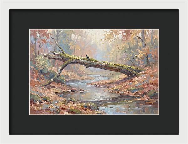 Fallen Log Bridge Over Stream