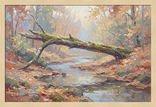 Fallen Log Bridge Over Stream