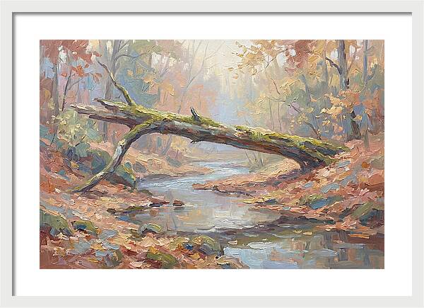 Fallen Log Bridge Over Stream