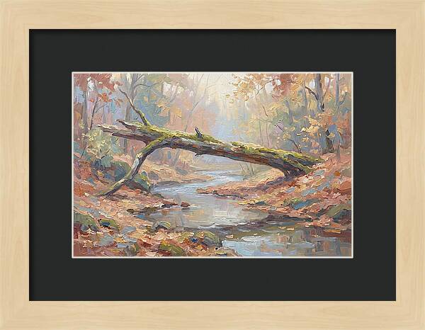Fallen Log Bridge Over Stream
