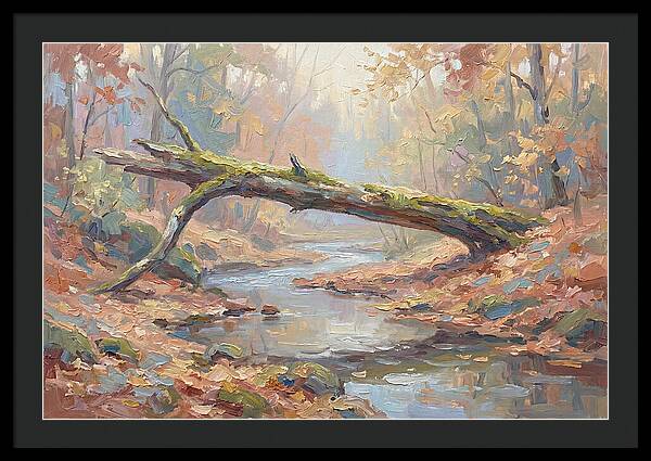 Fallen Log Bridge Over Stream