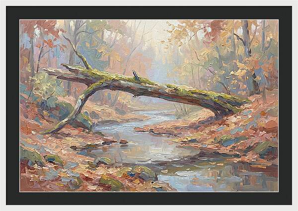 Fallen Log Bridge Over Stream
