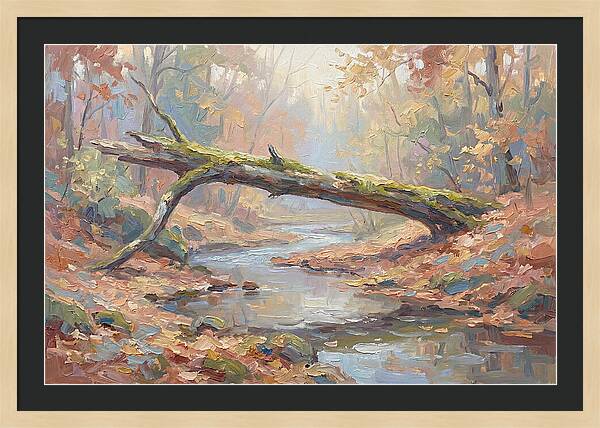Fallen Log Bridge Over Stream