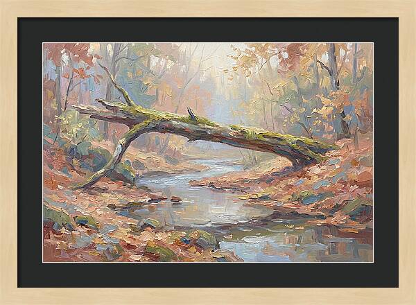 Fallen Log Bridge Over Stream