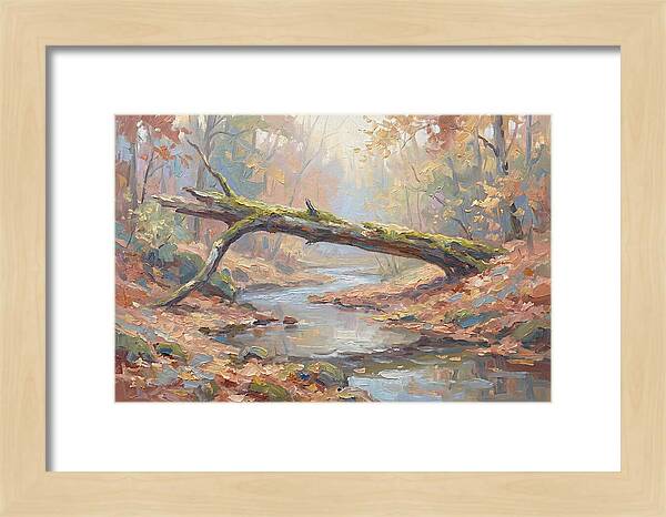 Fallen Log Bridge Over Stream