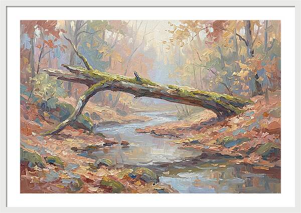 Fallen Log Bridge Over Stream